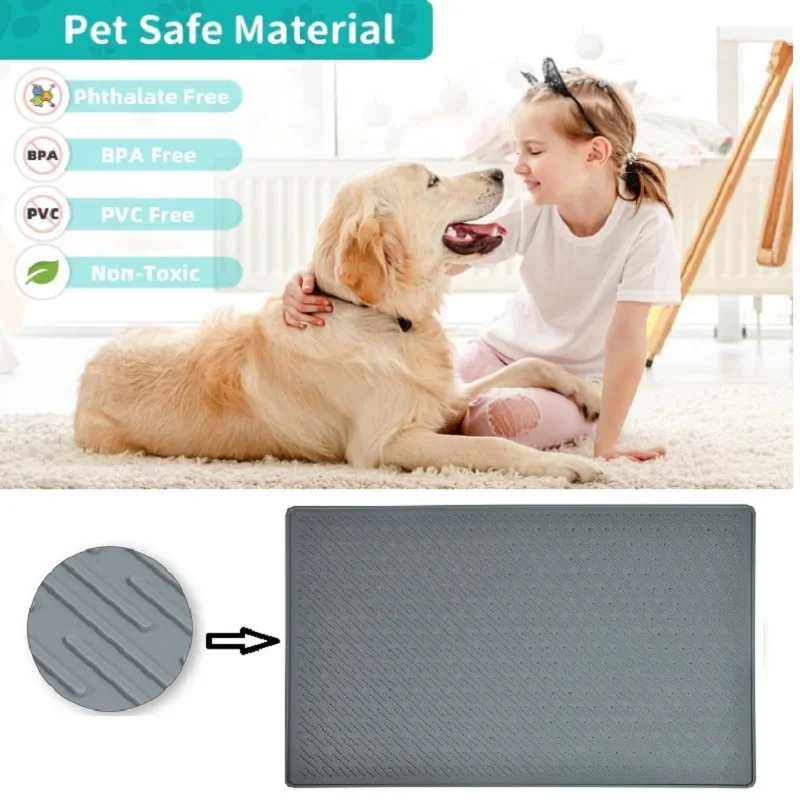 Silicone Cleanliness Mat - Waterproof Silicone Pet Bowl Mat - Protects Floor from Food and Water Damage 33.8 inches