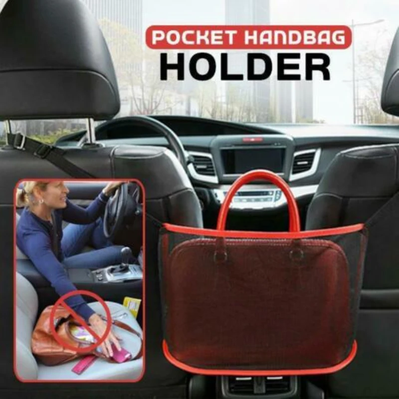 Large Capacity Car Seat Net Pocket Handbag Purse Holder Bag Organizer Storage Pet Net Barrier Dog Pouch Between Back Seats