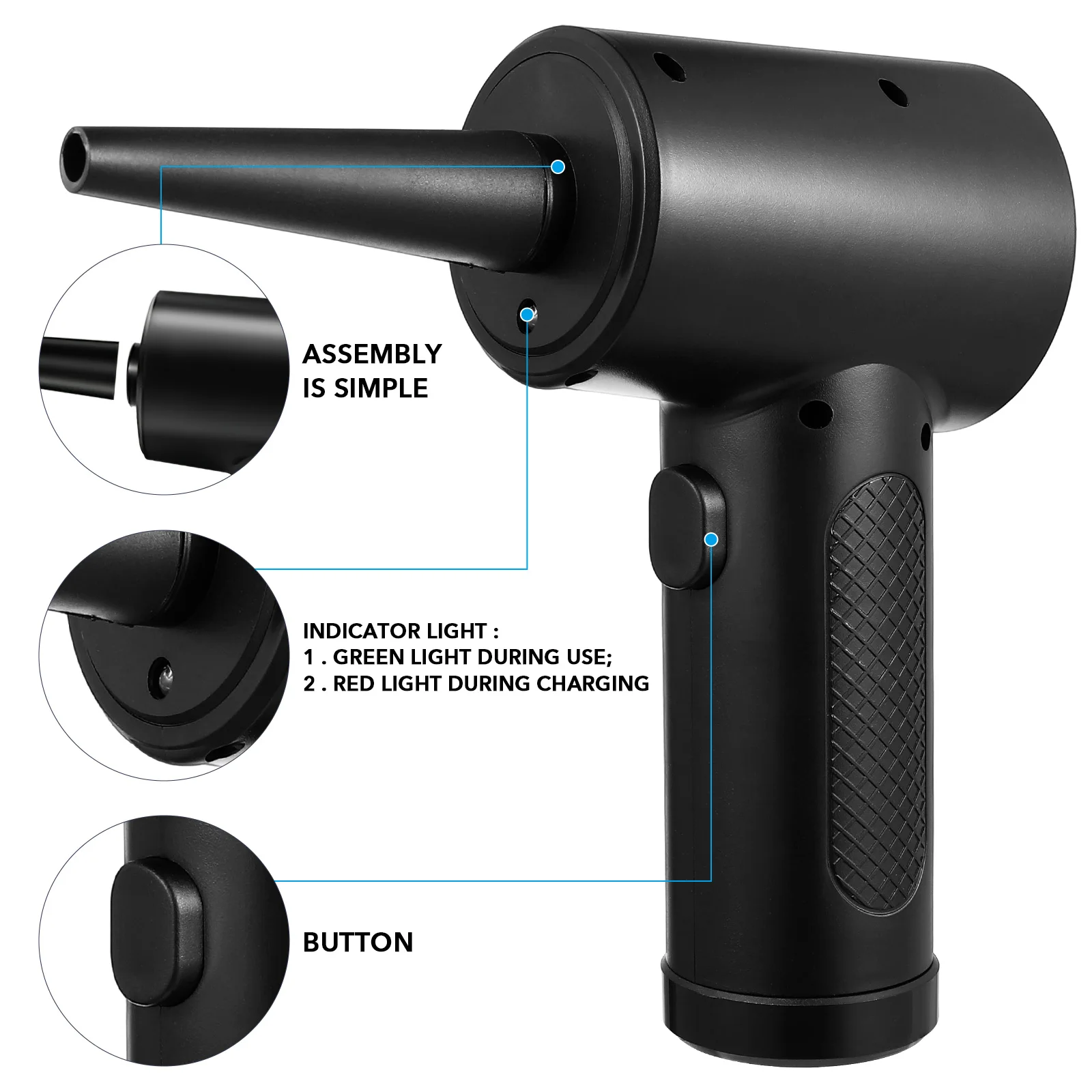 

Electric Cordless Air Duster Portable Compressed Air Blower for Computer Cleaning Kit Keyboard Dust Remover Home Use Lightweight