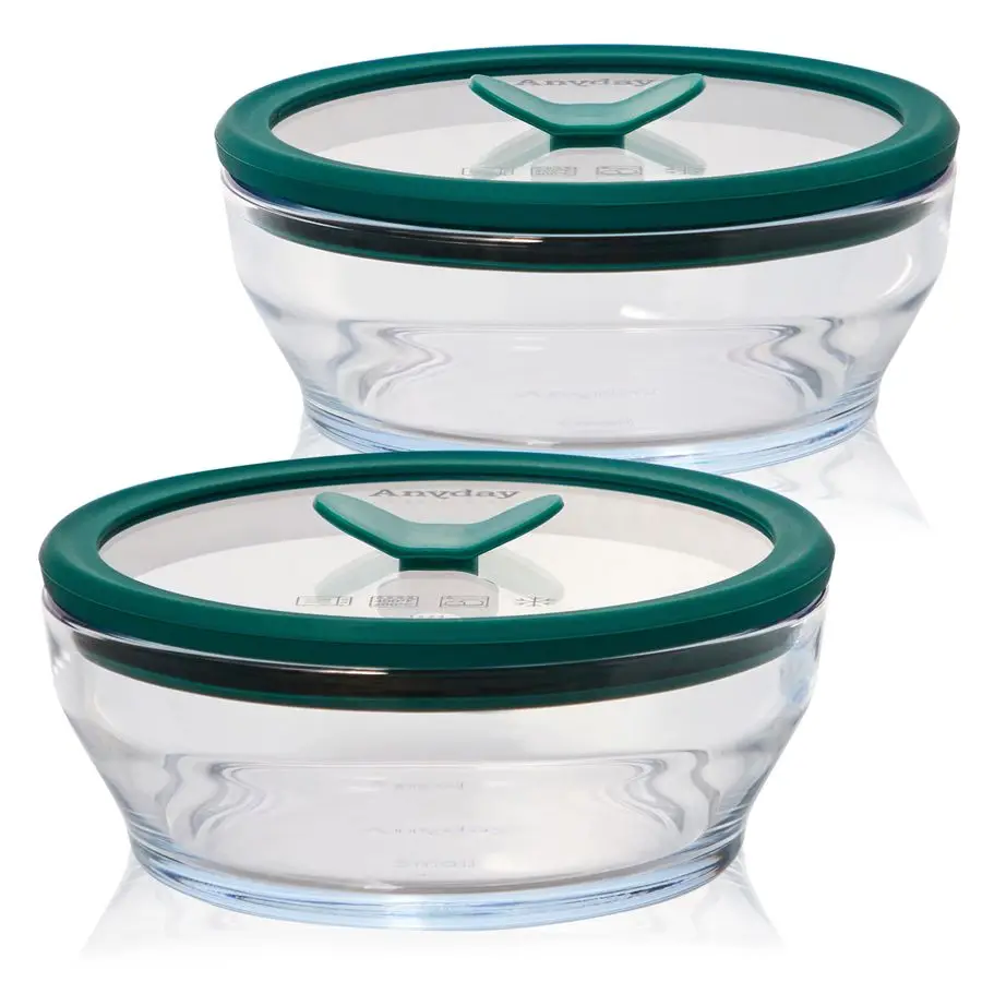 

2Pack 2Cup Glass Food Storage Set with Glass Lids PlasticFree Meal Prep Set Stackable Airtight Storage Container Set with Vented