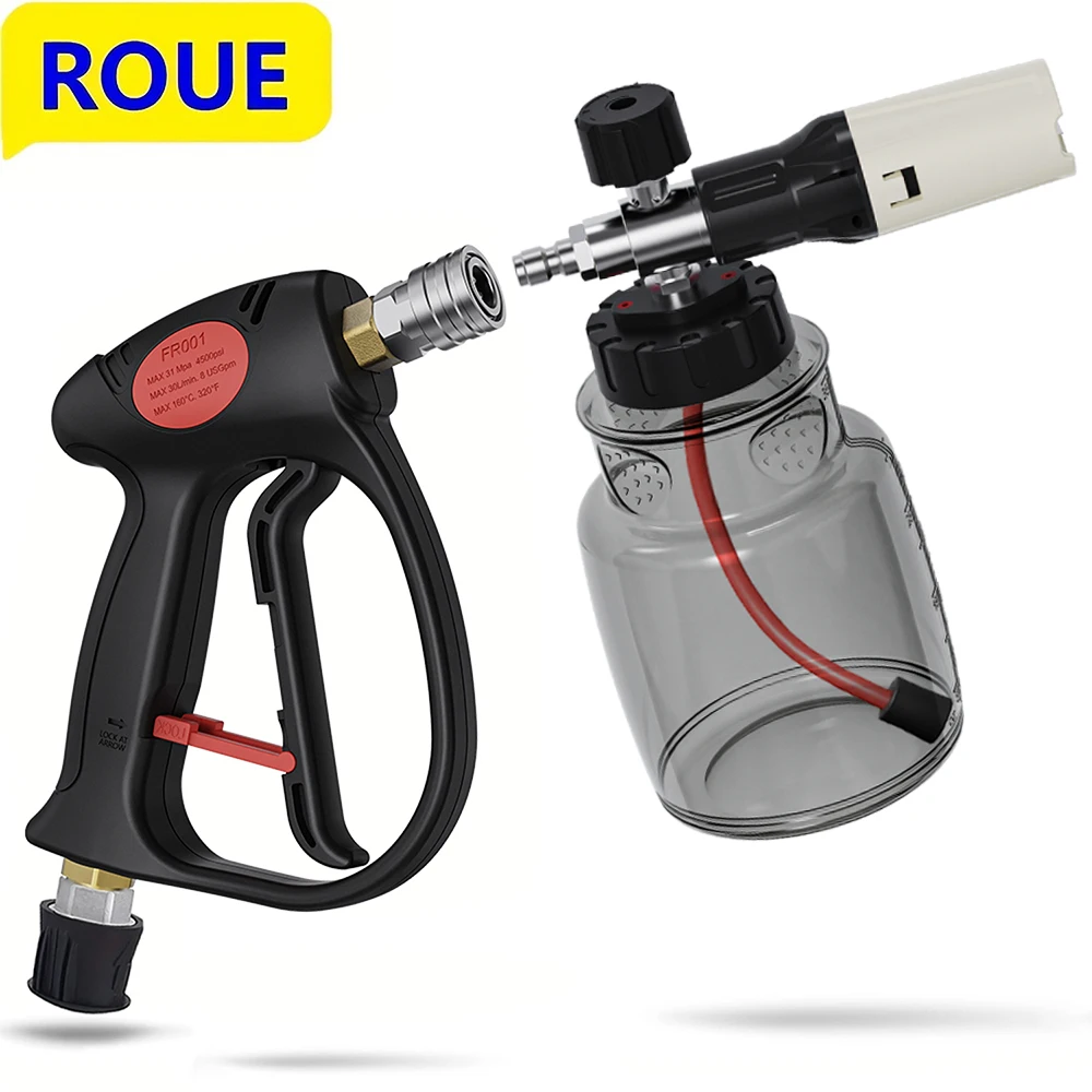 

ROUE 1/4'' Foam Cannon Inverted Leak-Proof Liquid Car Water Gun 4500PSI, suitable for M22/Karcher/Nilfisk/Bosch Lavor.