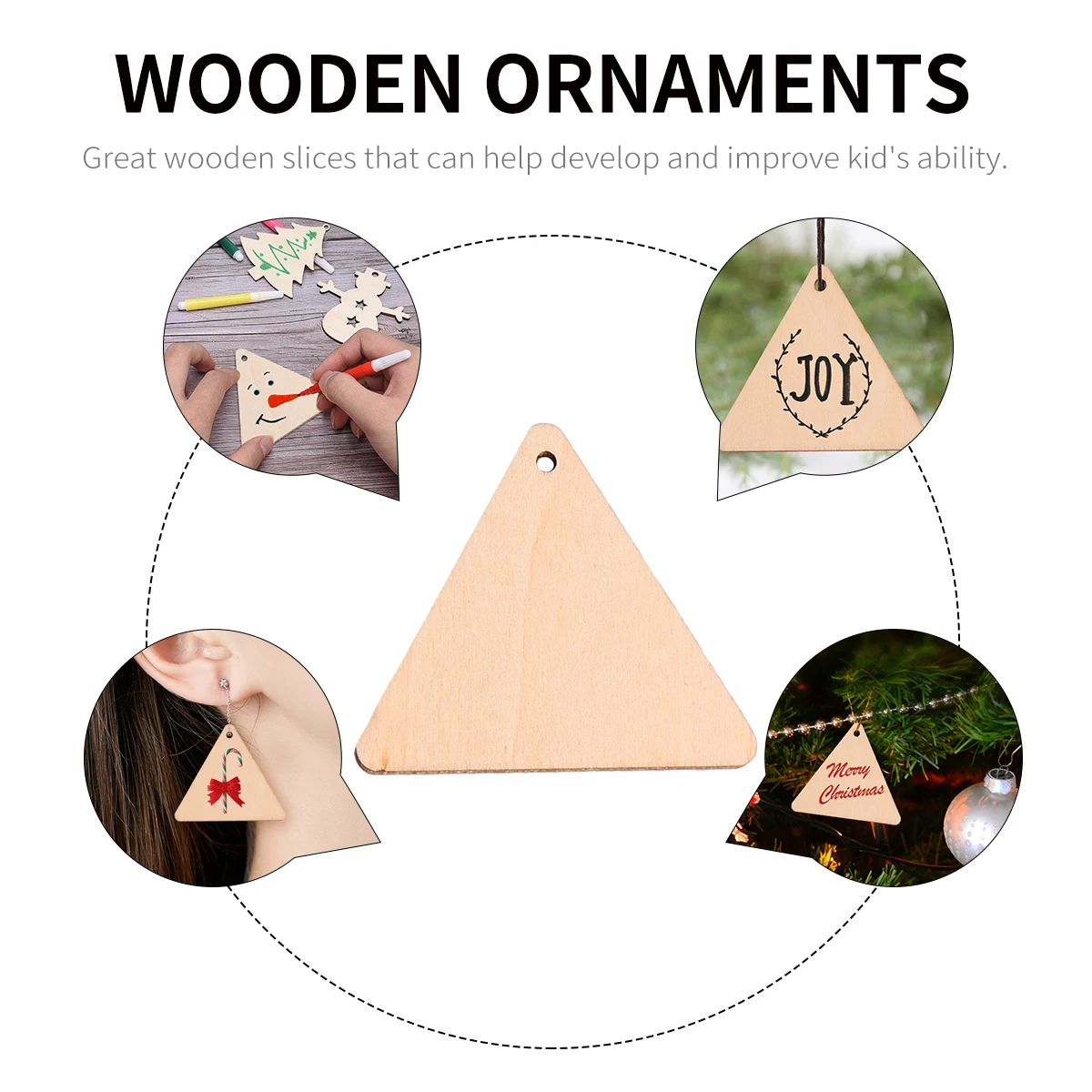 

100pcs Triangle Wood Pieces Unfinished Natural Wooden Slices Smooth Diy Craft Supplies For Painting Home Decoration Wedding