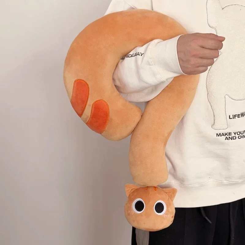 

Плюшевая подушка с вопросительным знаком и котом, поддержка шеи U-образной формы для офисного сна и путешествий