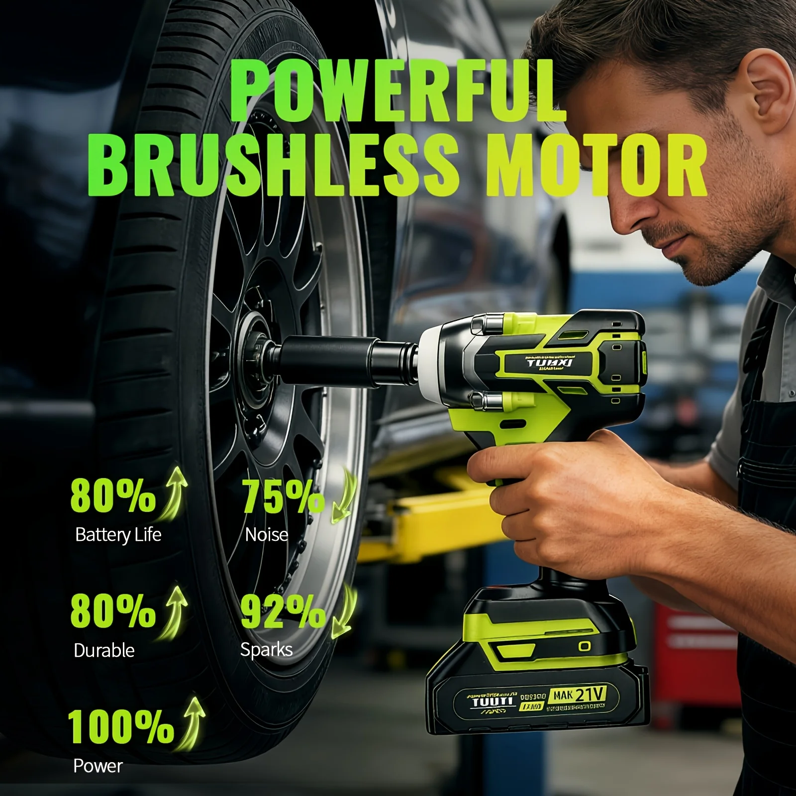 

21V Cordless Impact Wrench, High-Torque Motor, Long-Lasting Batteries, Lightweight And Professional Quality, for Repairs on Cars, Trucks, Rvs, And in Home Workshops, Ideal Gifts for Men, Fathers, Husbands, And Enthusiasts