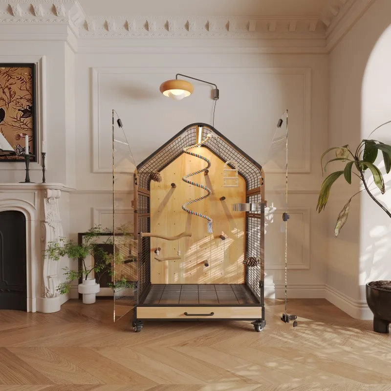

Bird Cage Parrot Cage Household Oversized Tiger Skin Xuanfeng Peony Splash-proof Luxury Villa