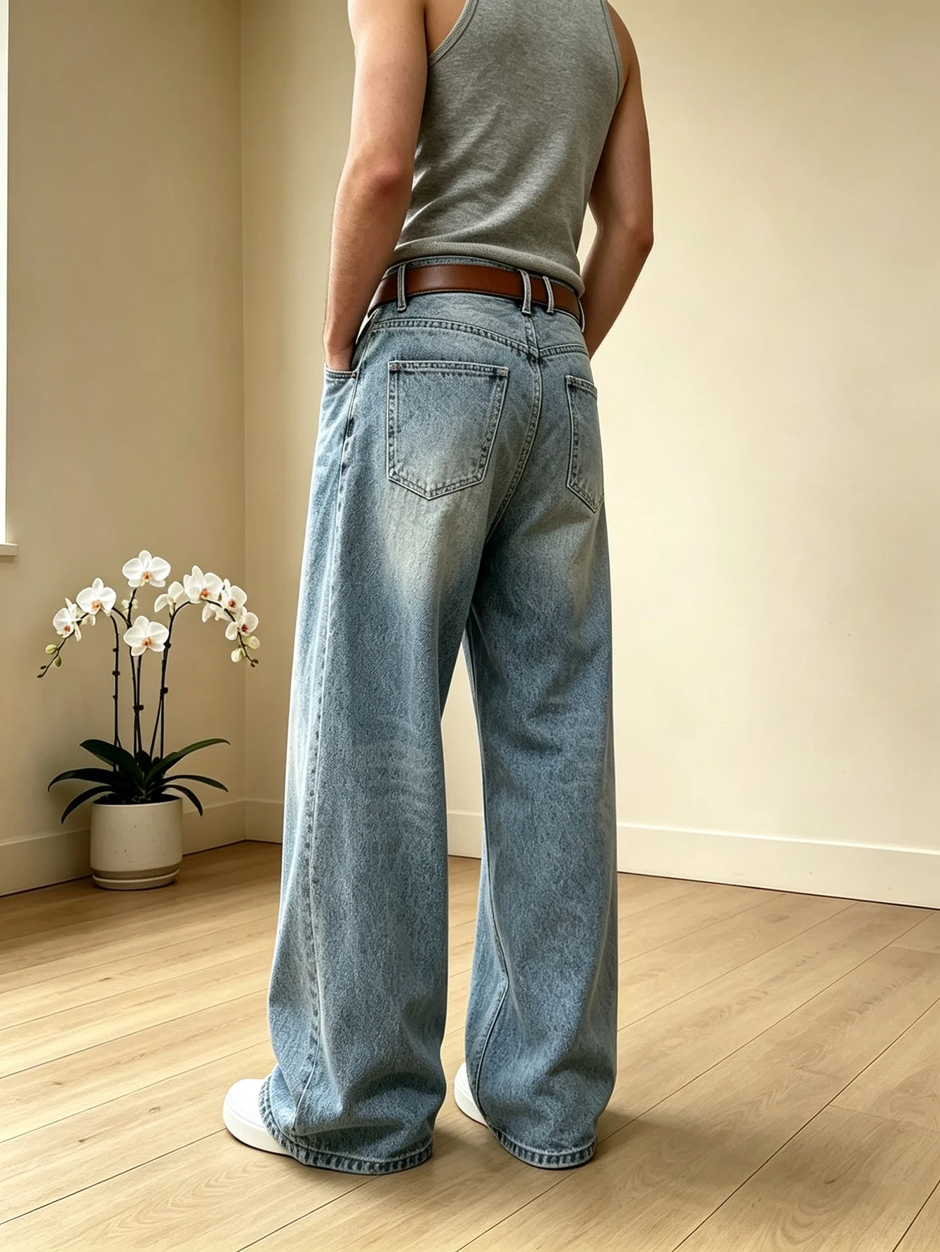 American Street Y2K Style Mens Wide Leg Denim Jeans Relax Fit Trousers Nice Gift For Husband Or Boyfriend
