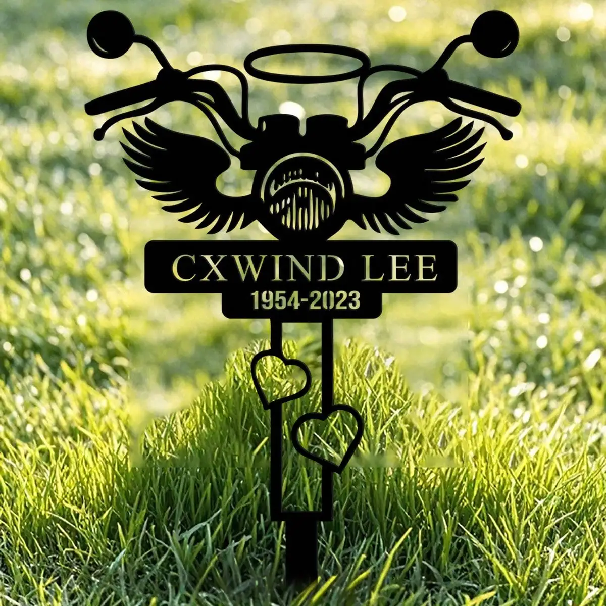 

Motorcycle Memorial Cross Stake, Personalized Biker Grave Marker, Custom Sympathy Gift for Men