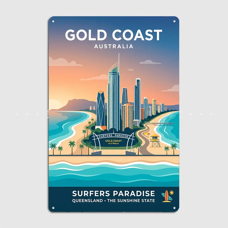 Gold Coast Australia Travel Scenery Posters Retro Garage Club Bar Indoor Wall Vintage Poster Room Decoration Home Decor