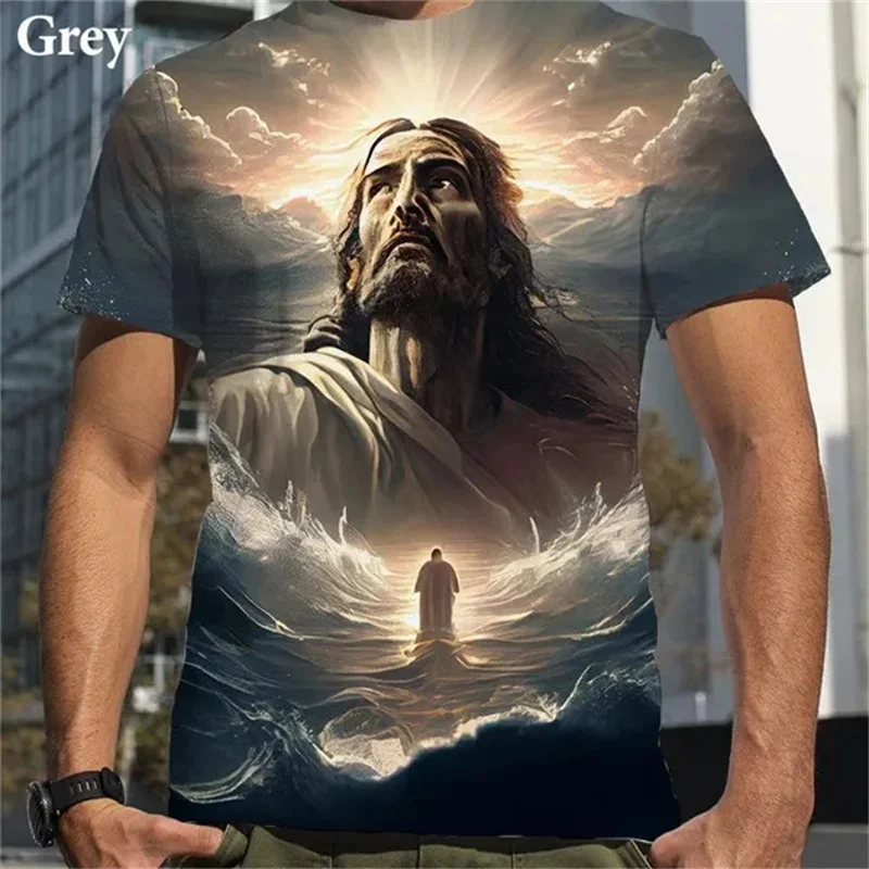 Christian Mother Of God Virgin Mary 3D Printed T Shirt Jesus Cross God Cross Jesus Loves All Christian Unisex Casual T-Shirt Top