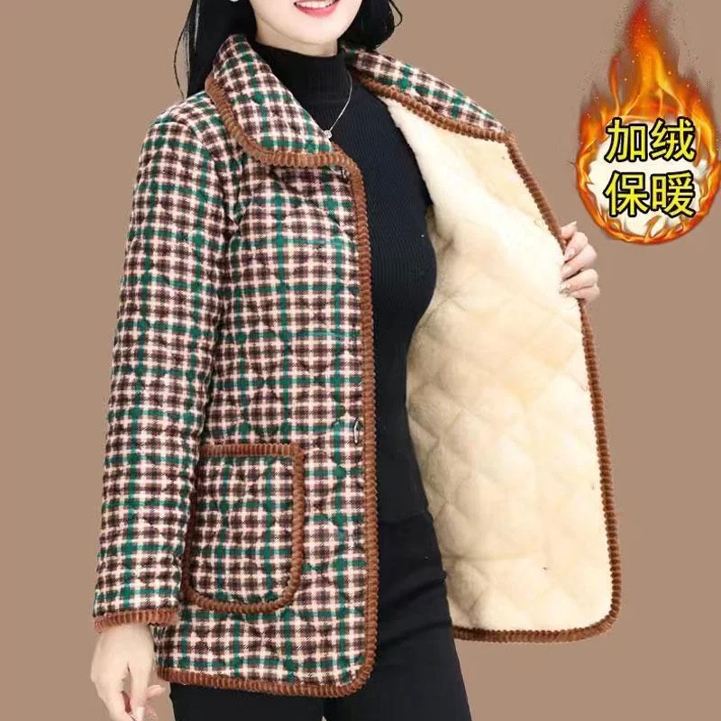 سترة صوفية نسائية بأكمام طويلة وأزرار مطبوعة على الموضة كاجوال