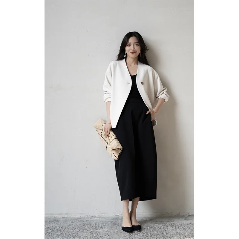 

Ele Semi-Body Long Skirt with Pleated Ba Elastic Waist High Waist Flower Bud Design Commute Sle Pure Color Polyester