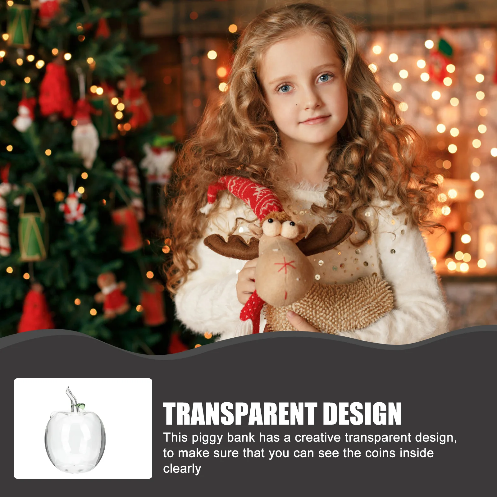 

Piggy Bank Transparent Jar for Kids Girls Desktop Decor Halloween Gift Saving Crystal Storage Glass Fruit Cookie Pool