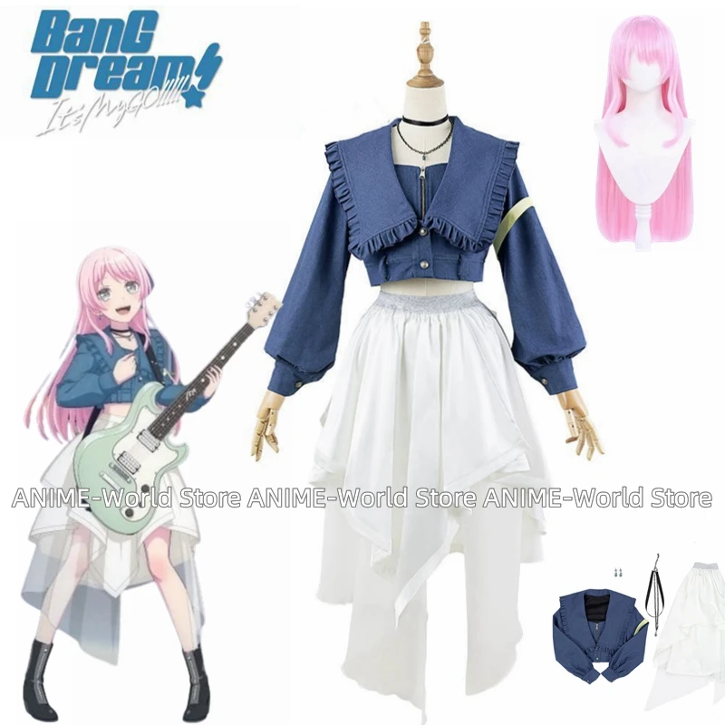 《Custom Size》BanG Dream! It's MyGO!!!!! Anon Chihaya Cosplay Costume Women Dress Halloween Any Size Wig