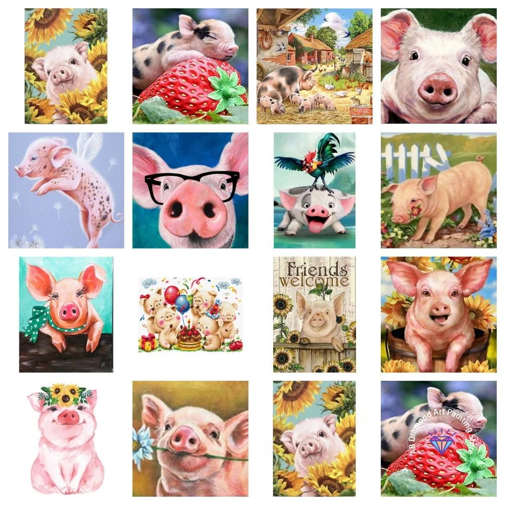 

New Cute Pig Flying Flower AB Diamond Painting Kit Square Round Diamond 5D DIY Mosaic Handmade Art Exquisite Gift Home Decor