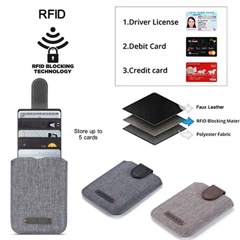 ملصق لاصق عالمي 5 سحب بو الجلود حامل بطاقة الائتمان محفظة الهاتف جيب بطاقات الائتمان الحقيبة حجب RFID