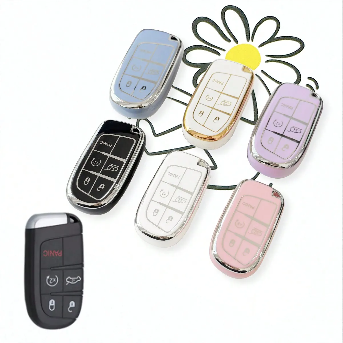 

Чехол для автомобильного ключа из ТПУ в цветах: розовый, серебристый, фиолетовый, белый, золотой, синий, черный