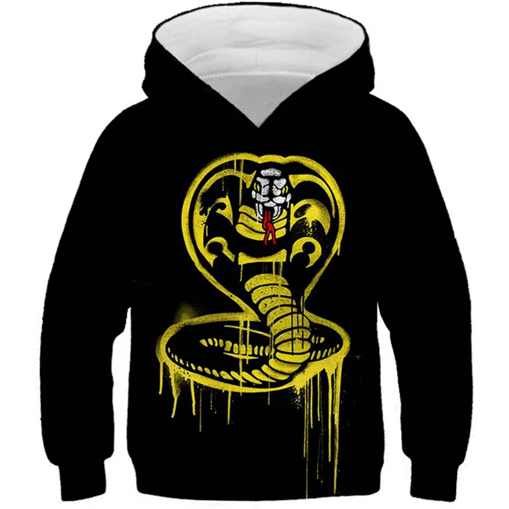 The New Kids Hoodies Movie Cobra Kai 3D Printed 4-13Y Children Hooded Sweatshirt Teen Casual Gift Pullover Clothes For Boys Girl