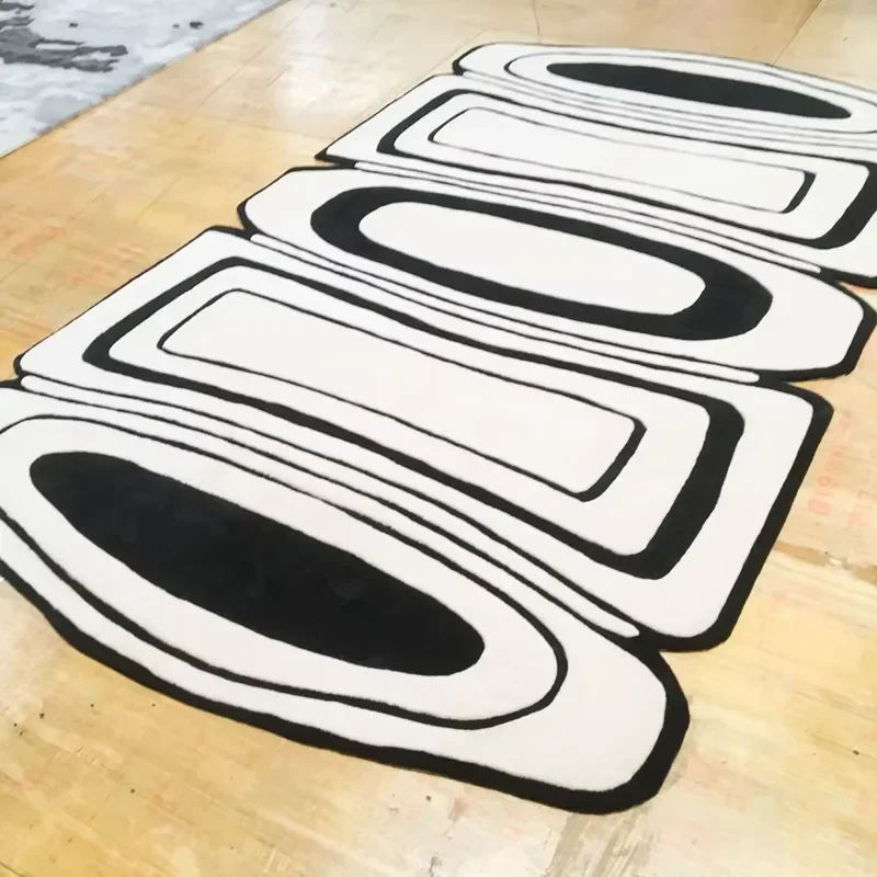 for Custom Shaped Polypropylene Rugs Irregular Geometric Hand Tufted White Personalized Carpet for Hotel Office