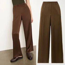 Lekkie, luksusowe, małe waga ciężka 19 Mm, jedwabne, elastyczne, satynowe, jedwabne spodnie z serii, proste spodnie na co dzień