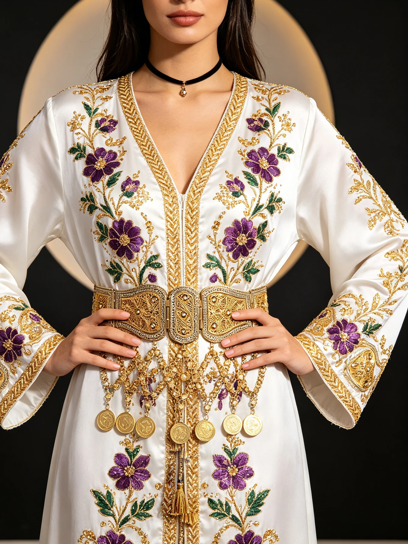 1 Piece of Vintage Court-Style Women's Robe Belt, Featuring Exquisite Engraved Patterns, with Coin Tassel Pendants, Adjustable Length, Suitable for Women to Wear at Weddings, Banquets, and Festivals