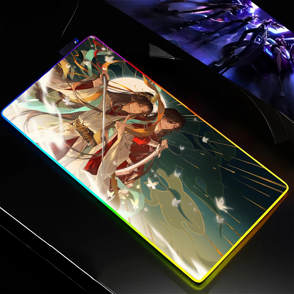 Anime Heaven Official’s Blessing 1000x500mm RGB Mouse Pad Large Luminous Mouse Pad LED Gaming Table Mat Keyboard Pads Backlight