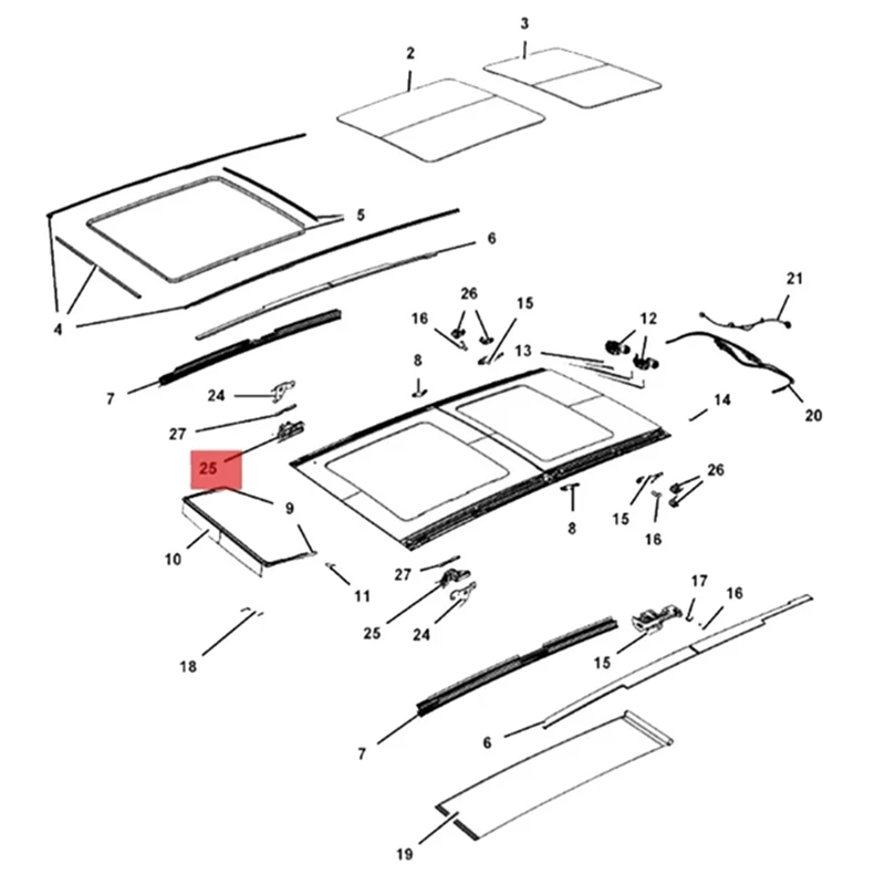 77368445 Sunroof Slideway Bracket Slider Buckle Rail Clip Repair Kit For Jeep Renegade 2015 2016 2017 2018 2019-2021 77368446