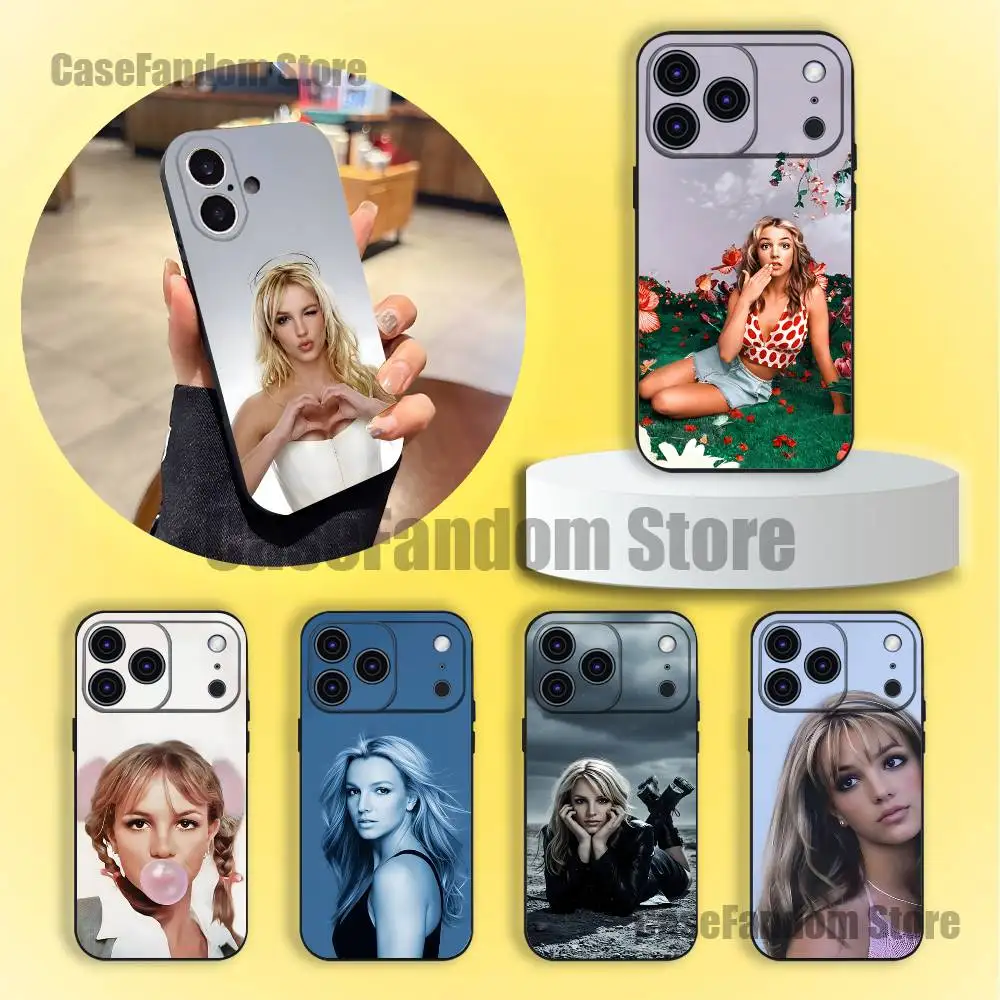 

Singer B-Britney Spears Black Soft Cover Phone Case For iPhone 17,16,15,14,13,12,11,Pro,Max,Plus
