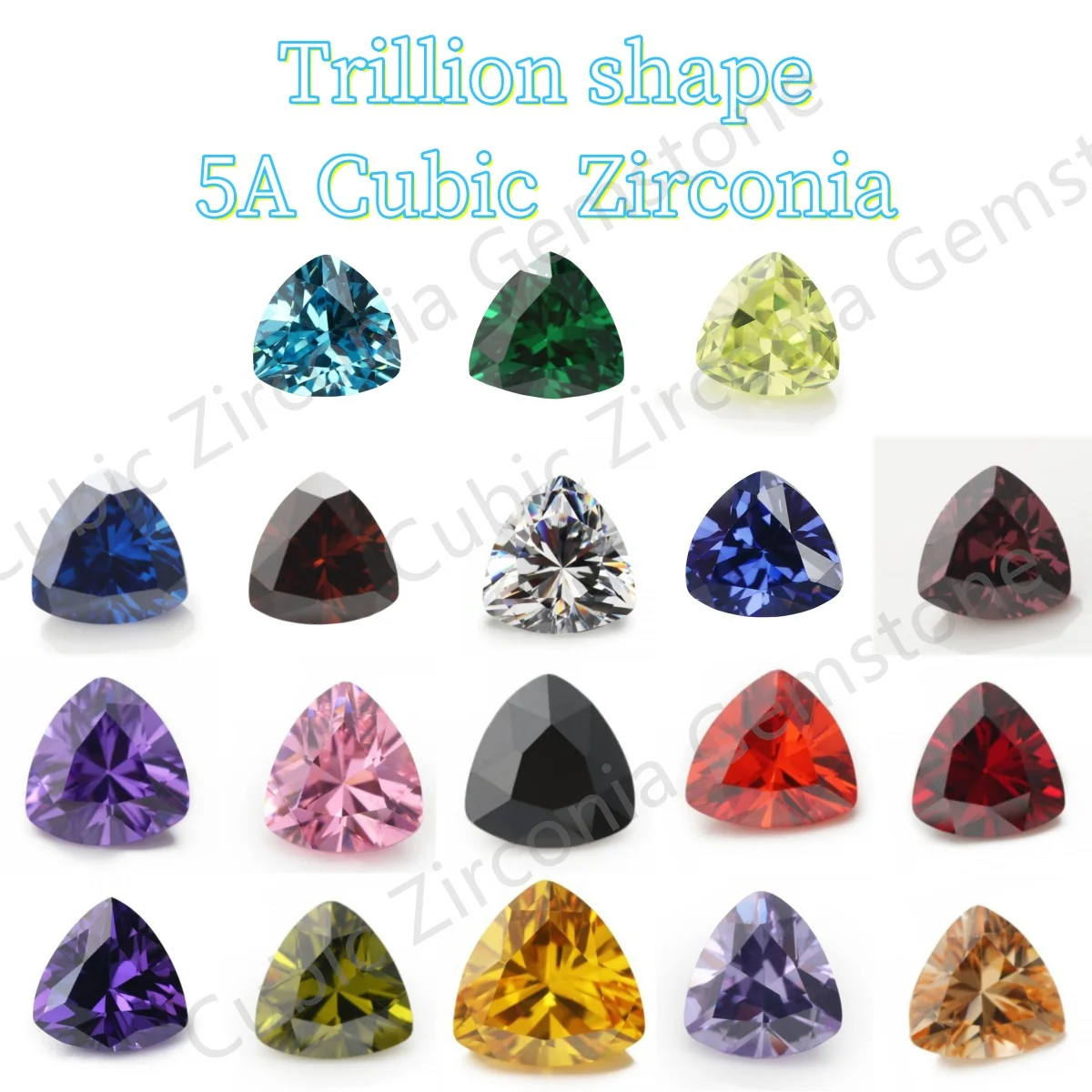 5/10pcs 3x3~15x15 AAAAA Trillion Shape White,Royal Blue,Green,Garnet Cubic Zirconia Loose Syntheic cz Beads for jewelry