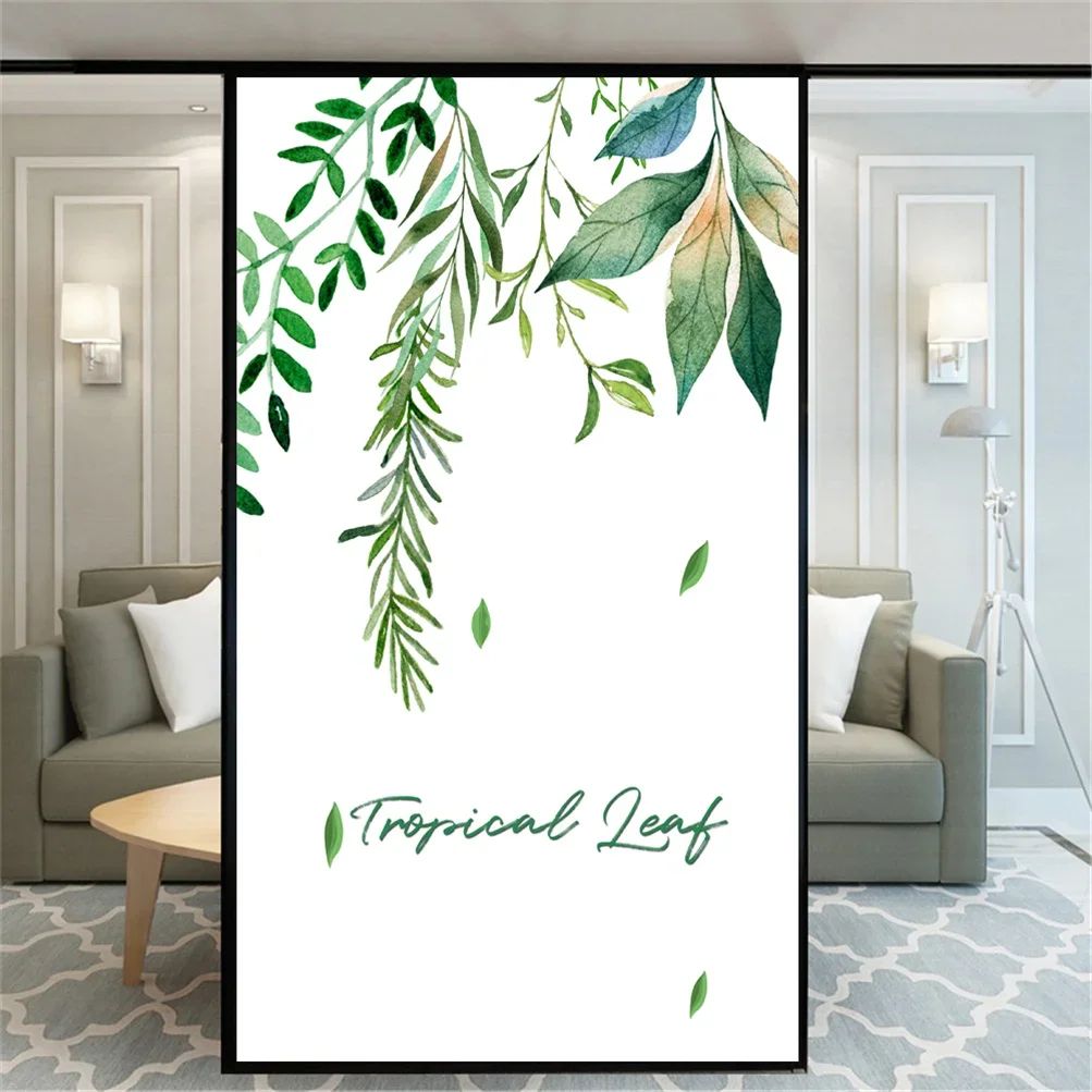 Static Cling Decorative Windows Film Privacy Plant Leaves Stained Glass Window Stickers Window Tint 67
