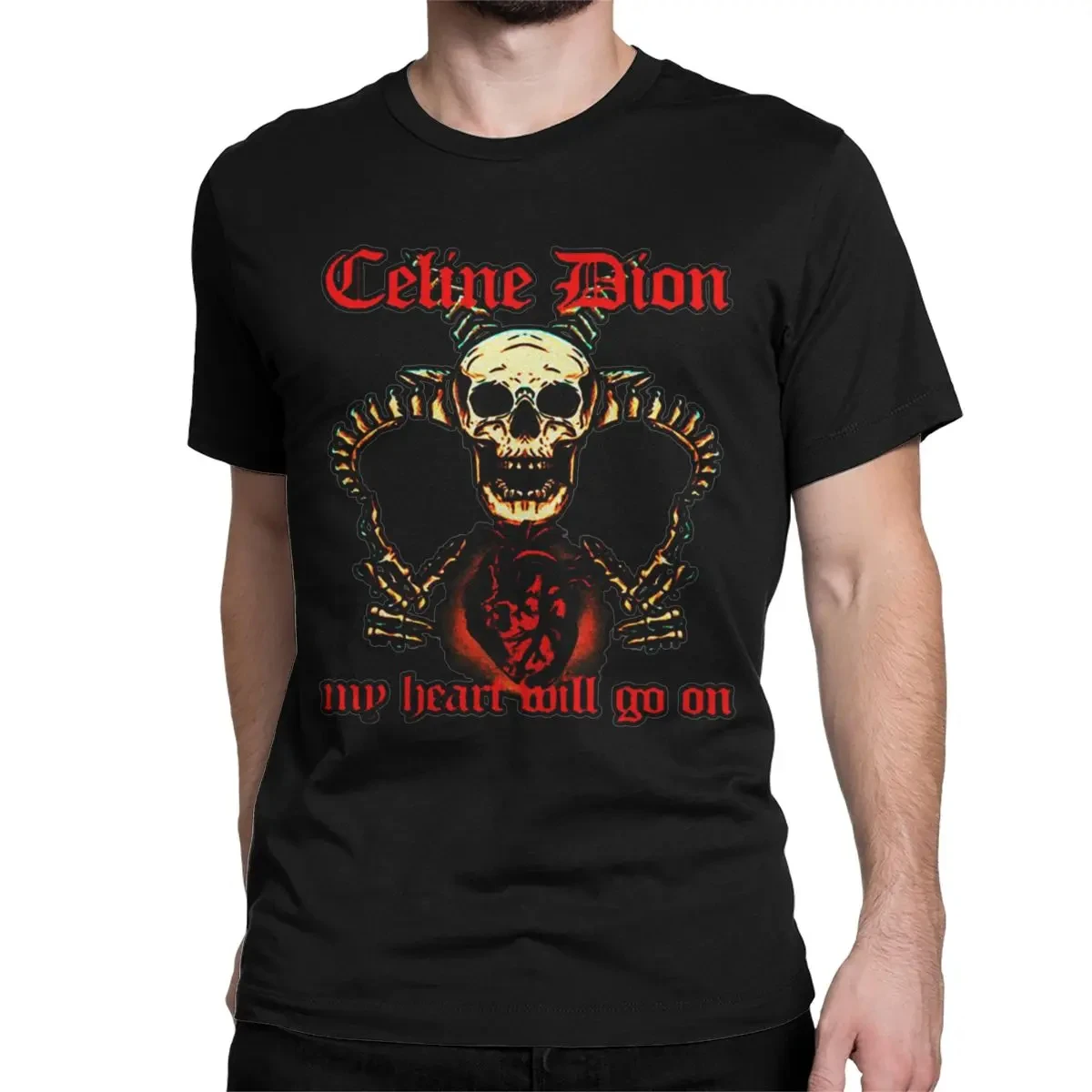 Celines Dion Death Metal Men Women\'s T Shirt My Heart Will Go On Vintage Tee Shirt Crew Neck T-Shirts Pure Cotton Gift Clothing