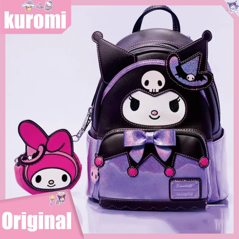 Kawaii Sanrio Loungefly Kuromi Mini Backpack Anime My Melody Girl's Backpack Cute Children's Schoolbags For Girls Birthday Gifts