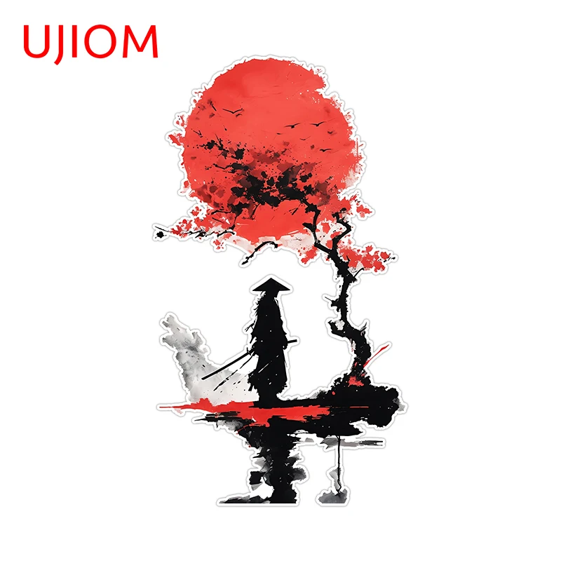UJIOM Red Sun Samurai графическая наклейка на стену модная изысканная высококачественная настраиваемая наклейка премиум-класса для шкафа Vestibulec