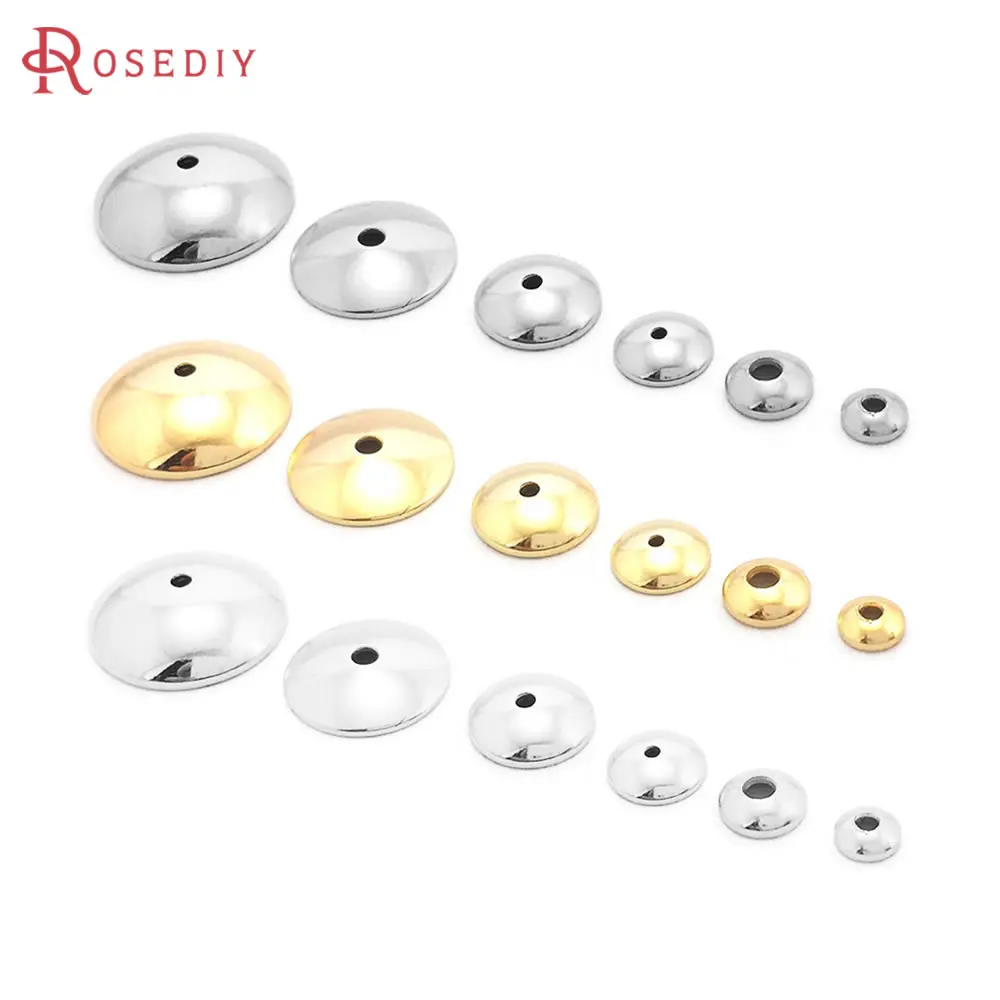 20PCS 3MM 4MM 6MM 8MM 10MM 12MM 18K 골드 컬러 황동 광택 비즈 모자 고품질 보석 만들기 용품 결과 액세서리