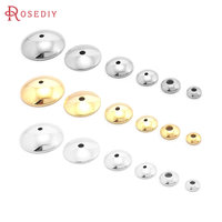 20PCS 3MM 4MM 6MM 8MM 10MM 12MM 18K Gold Color Brass Glossy Beads Caps High Quality Jewelry Making Supplies Findings Accessories