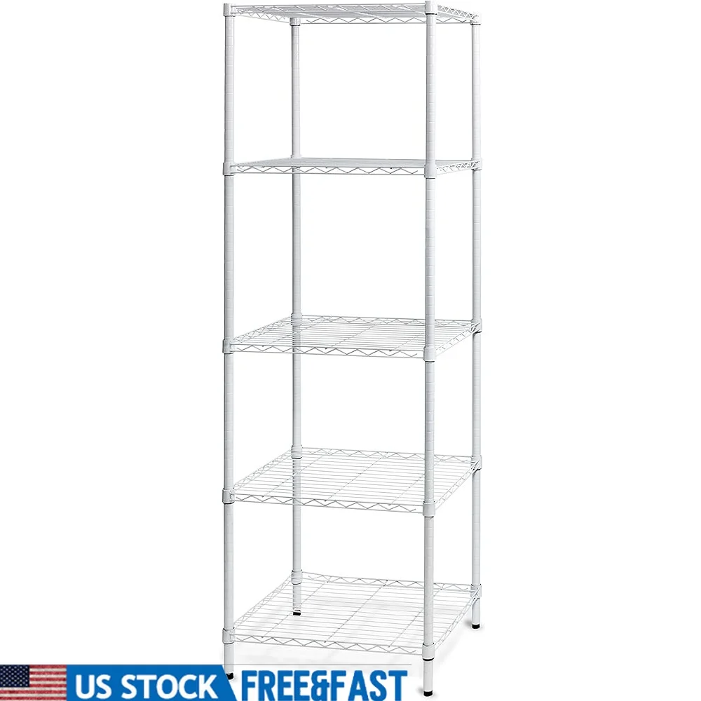 

Промышленный 5-уровневый белый стеллаж, регулируемый сверхмощный стеллаж для хранения, сертифицированный NSF кухонный гаражный шкаф, простая сборка