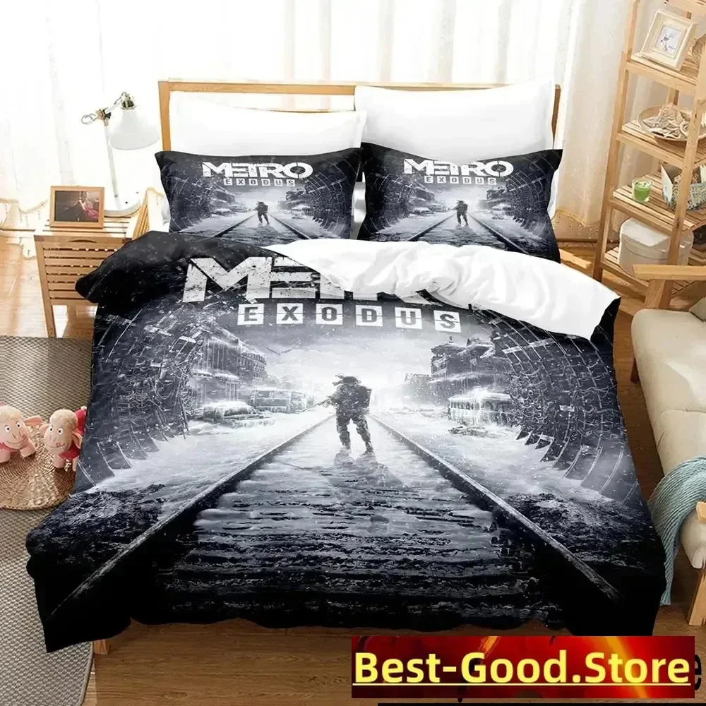 3D Print Game Metro Exodus Bedding Set Duvet Cover Bed Set Quilt Cover Pillowcase Comforter king Queen Size Boys Adult Bedding