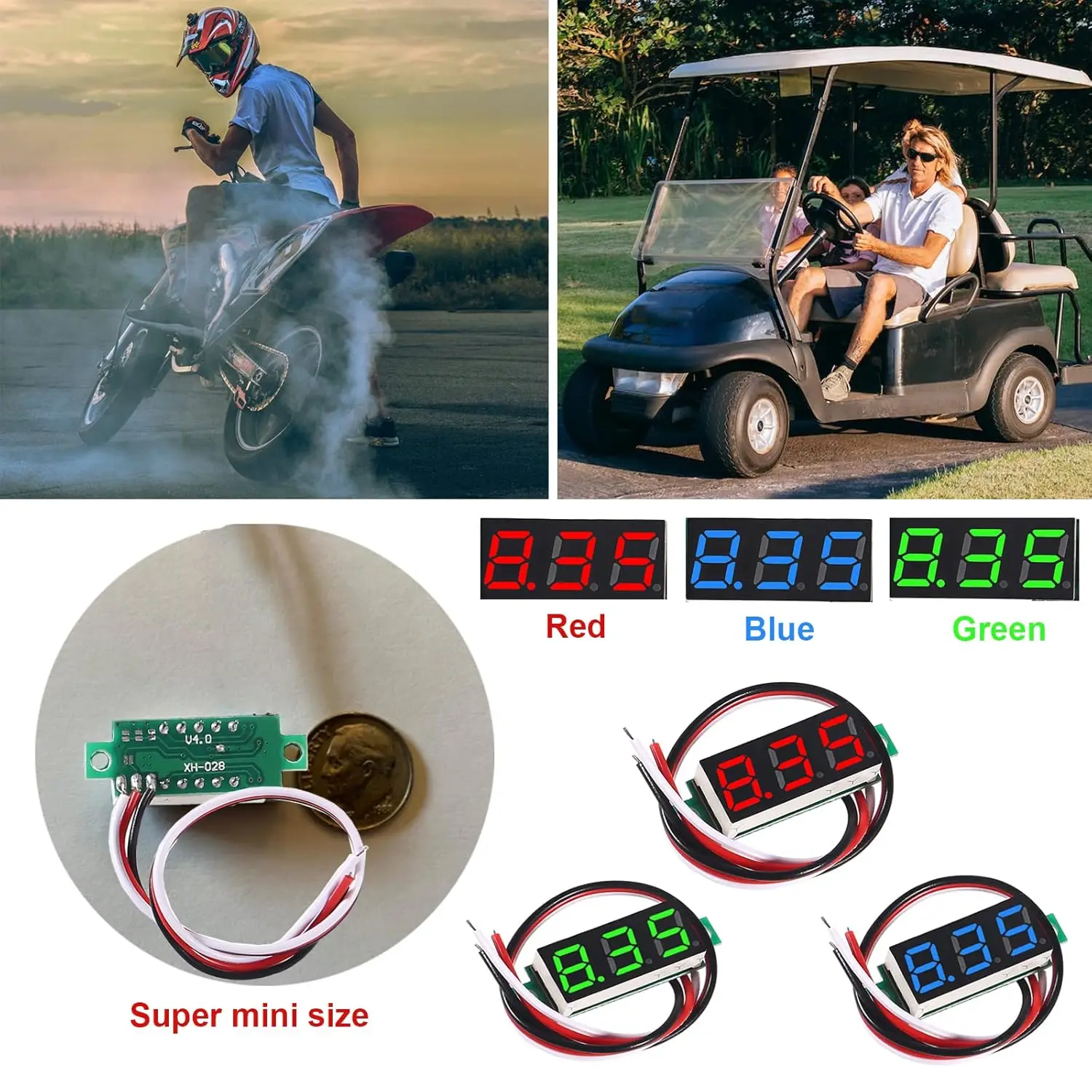 4Pcs Mini Digital Voltmeter 0.28Inch 3 Wire Voltage Tester Led Display Panel Voltmeter Red Green Blue Yellow New