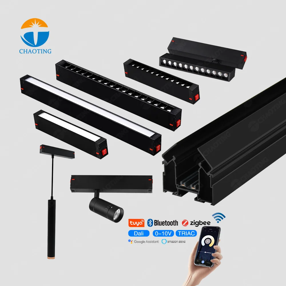 Stretch Tension Fabric Ceil Rail LED Magnetic Track Light Aluminum Profile AC220v Magnetic Track Rail For Russia Stretch Ceiling