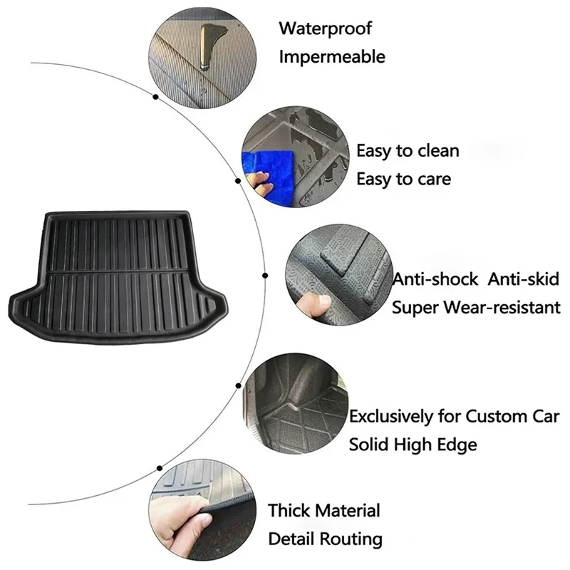 Car Rear Trunk Mat for Hyundai Creta IX25 2020-2023 Luggage Liner Tray Parts Waterproof Anti-slip Tray Floor Pad Auto Accessorie