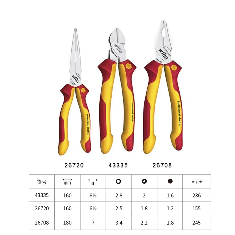 Wiha Electrician Insulated Steel Wire Diagonal Mouth Needle Pliers Screwdriver Weak Current 10 Piece Set 90012C