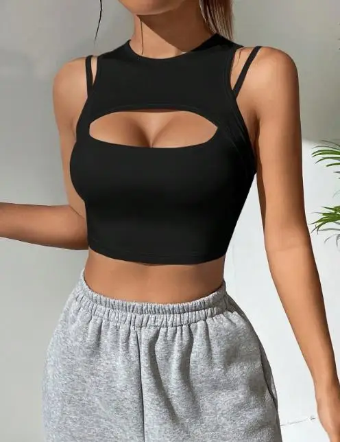 Letnia Nowa Damska Wąska Koszulka Bez Rękawów Trend Uliczny T-Shirt Damski Codzienna Odzież 2026 Moda Damska Seksowne Wyszczuplające Top Tank