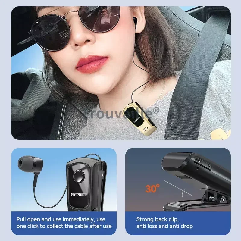 Fineblue F920 سماعة لاسلكية سماعة رأس بخاصية البلوتوث آذان في لوتس مع سلك كليب سماعات يدوي سماعات أذن قابل للسحب