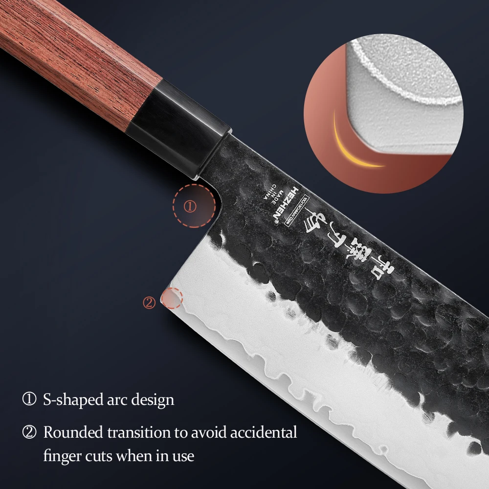 HEZHEN-Juego de cuchillos de cocina Santoku Nakiri, accesorios de cocina de acero inoxidable, 3 capas de acero compuesto, Utilidad de Chef, 1PC-5PC