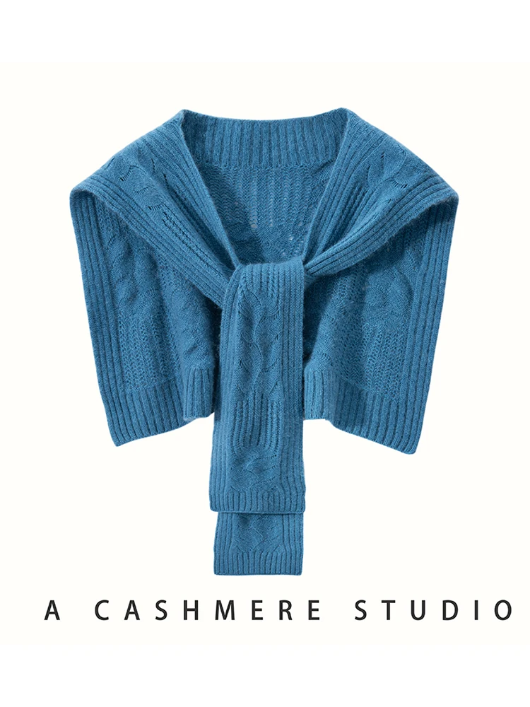 High Quality Natural Cashmere Knitted Shawl For Women Autumn Winter Simple Solid Soft Knotted Cape Korean Fashion Shoulder Scarf