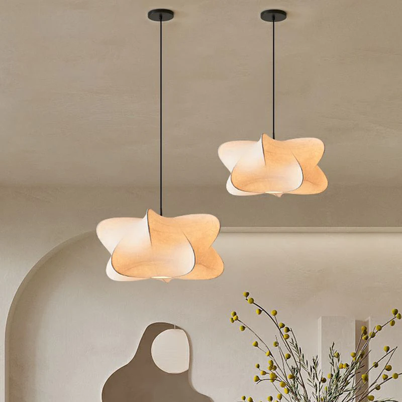 

Japanese Handmade Silk Chandelier Wabi Sabi E27 LED Pendant Light for Dining Living Room Kitchen Bedroom Loft Decor Hanging Lamp