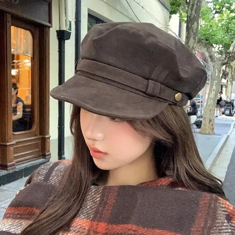 Autumn Winter Hats For Women Men Unisex Vintage Military Cap Suede Painter Hat Retro Simple Beret Female New Casual