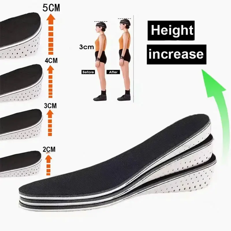 Invisible Height Increase Insoles EVA Memory Foam Men Women Shoe Insole Heel Lifting 2/3/4/5CM Taller Cushion Heighten Shoe Pad