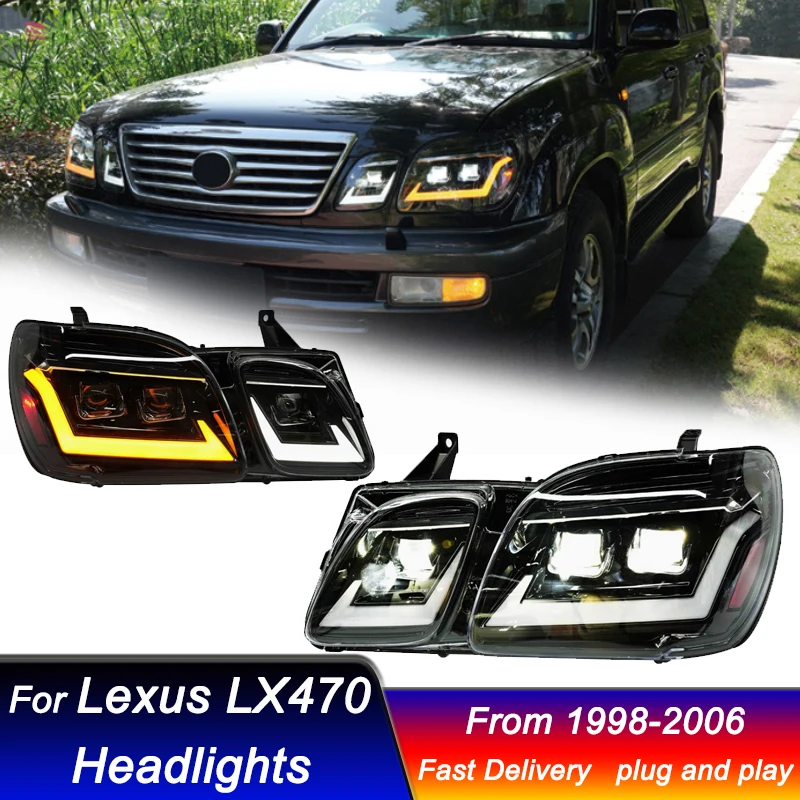 Car Led Headlights For LEXUS LX470 LX 1998-2006 Upgrade new style full Led Head Lamp DRL Dynamic Signal Front light Assembly