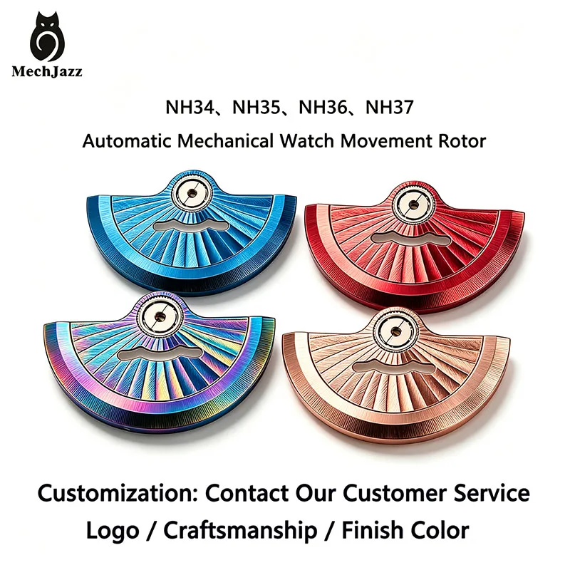 Customizable MechJazz Sunburst Brushed Oscillating Weight Rotor for NH35,NH36 Movements, Automatic Hammer for Watch Modification