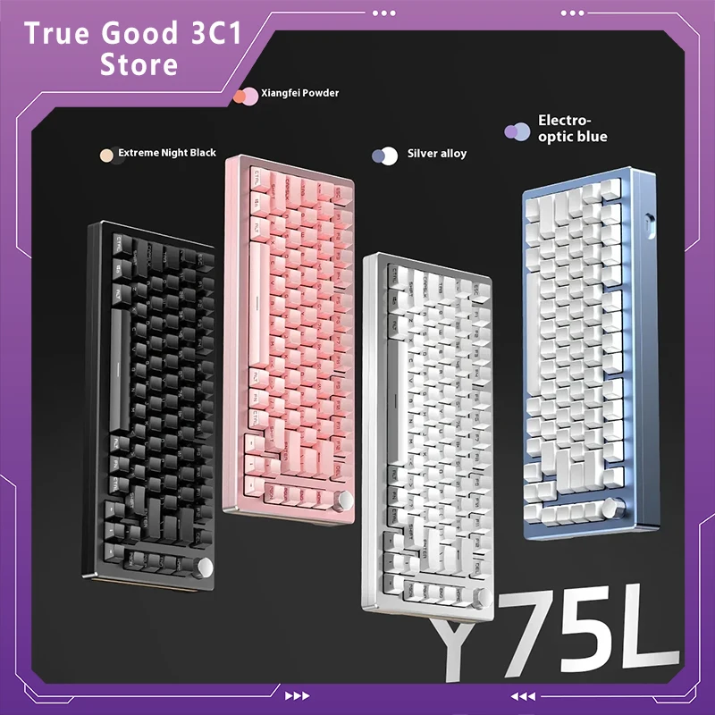 Y75 Metal Aluminum Tuo Tuo Mechanical Keyboard Kit 75% Equipped With Rgb Wired Game Hot Plug Game Peripherals